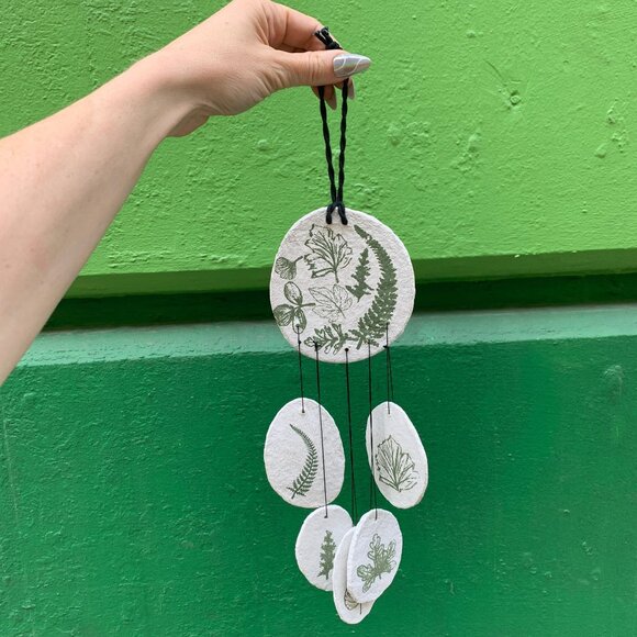 Leaf Study Hanging Decor | Paper-mache Nature-themed Wall Display | 3.75" x 15" - Picture 7 of 8